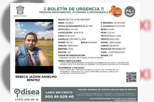 Buscan a Rebeca Jazmín, desaparecida ayer en Jilotepec